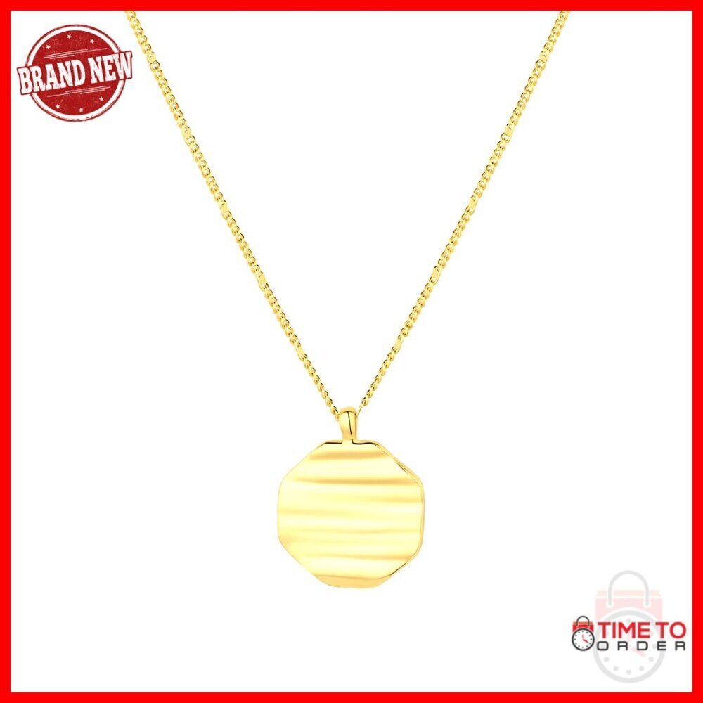 18k Gold Plated Brass Sunset Coin Necklace 17 1/8" Layering Piece